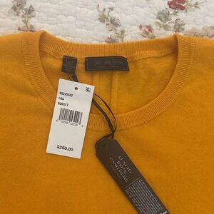 Saks Fifth Avenue Cashmere Orange (Mustard) Crew Neck Sweater NWT